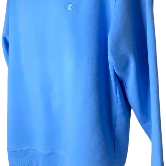 Champion Men's Fleece M Powder Blue Sweatshirt Gray Collar Long Sleeves Casual - Picture 4 of 9